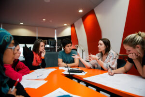 Students interacting at ANU